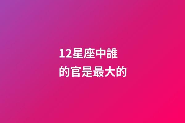 12星座中誰的官是最大的-第1張-星座運勢-玄機派