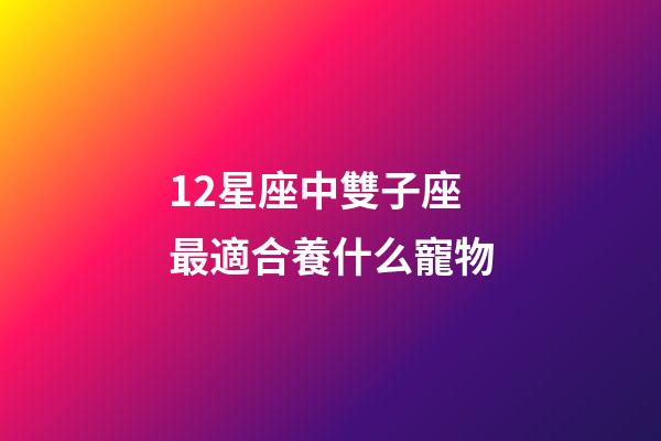 12星座中雙子座最適合養什么寵物-第1張-星座運勢-玄機派
