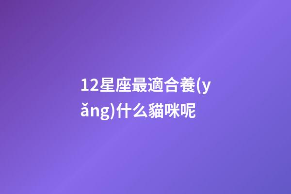12星座最適合養(yǎng)什么貓咪呢-第1張-星座運勢-玄機派