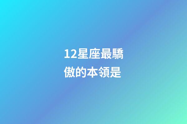 12星座最驕傲的本領是-第1張-星座運勢-玄機派