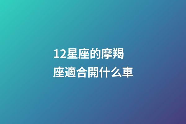 12星座的摩羯座適合開什么車-第1張-星座運勢-玄機派