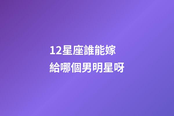 12星座誰能嫁給哪個男明星呀-第1張-星座運勢-玄機派