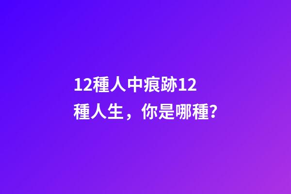 12種人中痕跡12種人生，你是哪種？