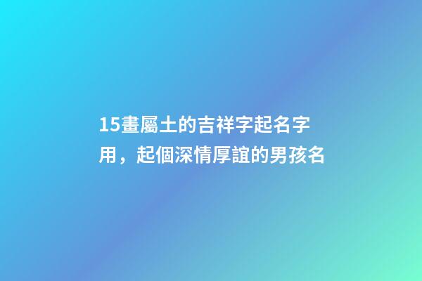 15畫屬土的吉祥字起名字用，起個深情厚誼的男孩名-第1張-觀點-玄機派