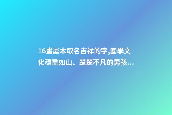 16畫屬木取名吉祥的字,國學文化穩重如山、楚楚不凡的男孩取名-第1張-觀點-玄機派