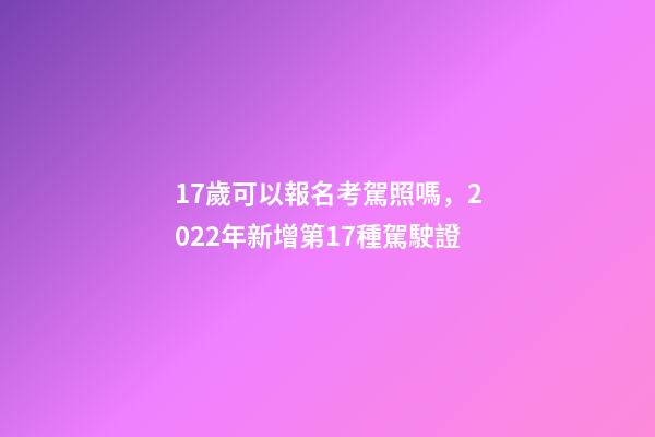 17歲可以報名考駕照嗎，2022年新增第17種駕駛證-第1張-觀點-玄機派