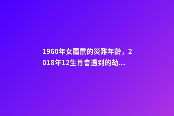 1960年女屬鼠的災難年齡，2018年12生肖會遇到的劫難和出現的月份