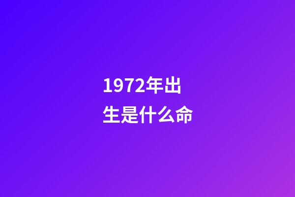 1972年出生是什么命