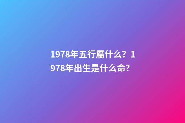 1978年五行屬什么？1978年出生是什么命？