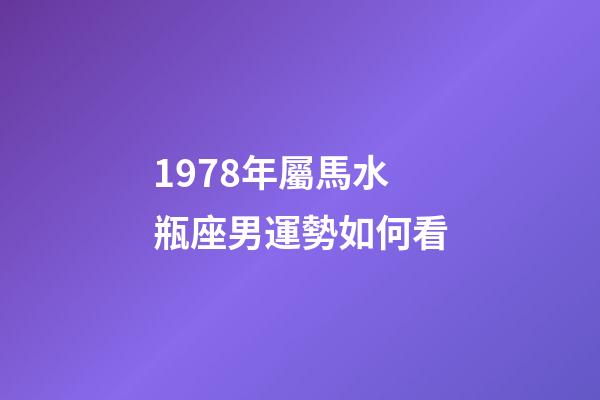 1978年屬馬水瓶座男運勢如何看-第1張-星座運勢-玄機派