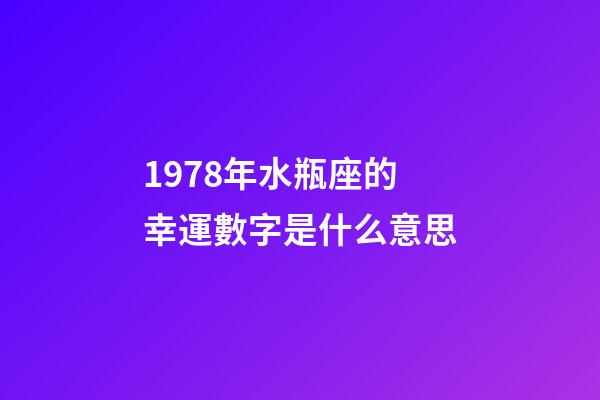 1978年水瓶座的幸運數字是什么意思-第1張-星座運勢-玄機派