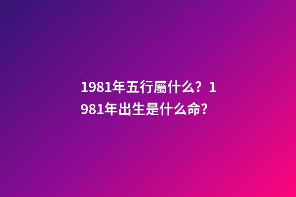 1981年五行屬什么？1981年出生是什么命？