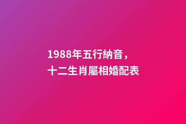 1988年五行納音，十二生肖屬相婚配表(含具體年份)