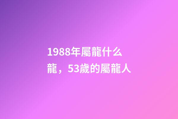1988年屬龍什么龍，53歲的屬龍人