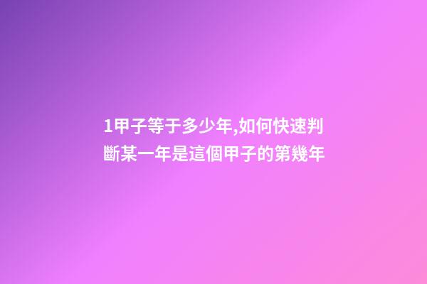 1甲子等于多少年,如何快速判斷某一年是這個甲子的第幾年-第1張-觀點-玄機派