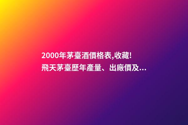 2000年茅臺酒價格表,收藏!飛天茅臺歷年產量、出廠價及市場價格-第1張-觀點-玄機派