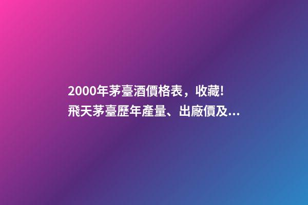 2000年茅臺酒價格表，收藏!飛天茅臺歷年產量、出廠價及市場價格-第1張-觀點-玄機派