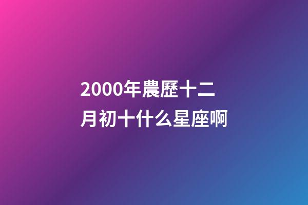 2000年農歷十二月初十什么星座啊-第1張-星座運勢-玄機派