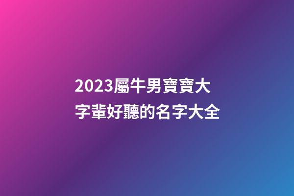 2023屬牛男寶寶大字輩好聽的名字大全