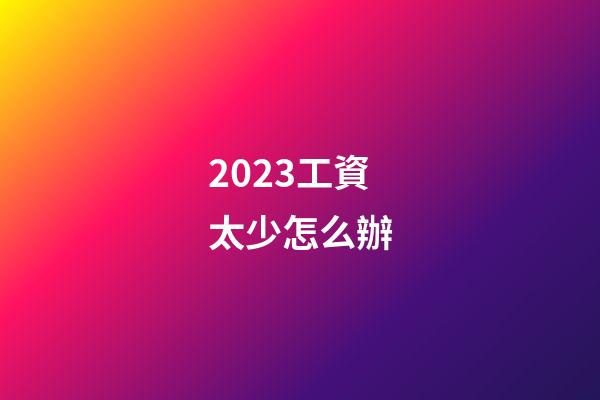 2023工資太少怎么辦