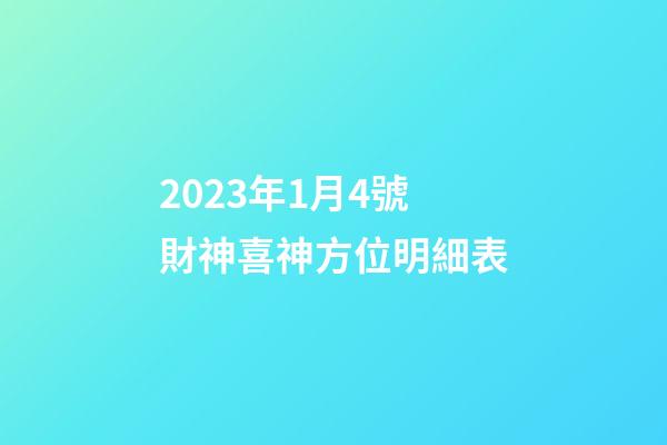 2023年1月4號財神喜神方位明細表