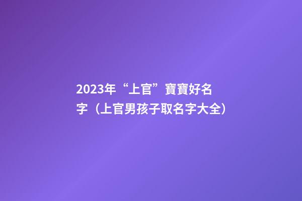 2023年“上官”寶寶好名字（上官男孩子取名字大全）