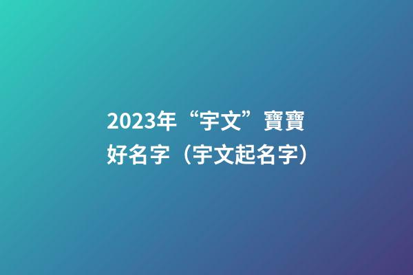 2023年“宇文”寶寶好名字（宇文起名字）