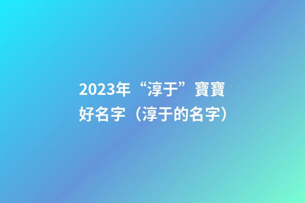2023年“淳于”寶寶好名字（淳于的名字）
