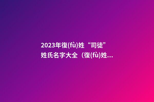 2023年復(fù)姓“司徒”姓氏名字大全（復(fù)姓司徒的名字）
