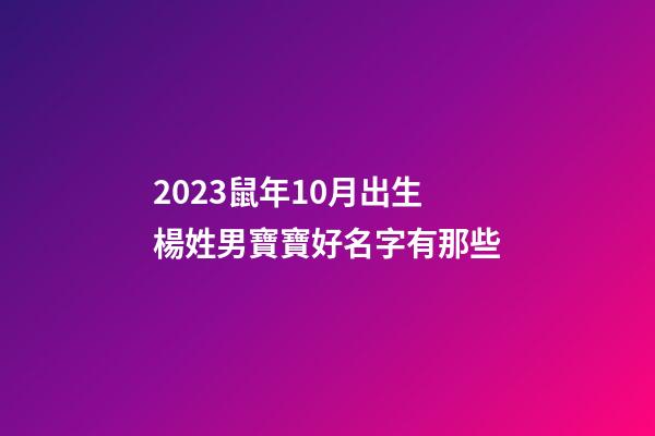 2023鼠年10月出生楊姓男寶寶好名字有那些