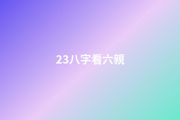23.八字看六親