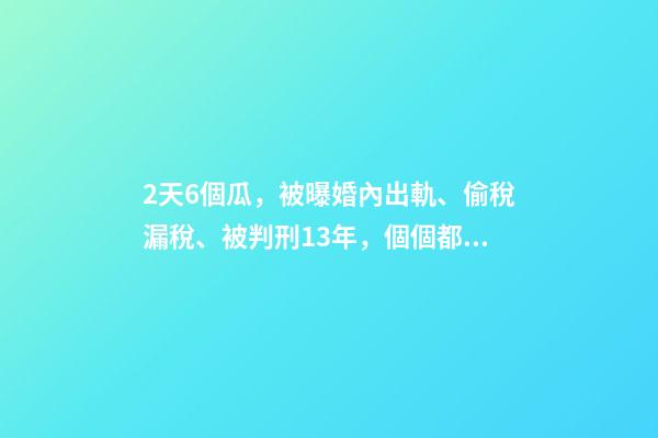 2天6個瓜，被曝婚內出軌、偷稅漏稅、被判刑13年，個個都是大瓜-第1張-觀點-玄機派