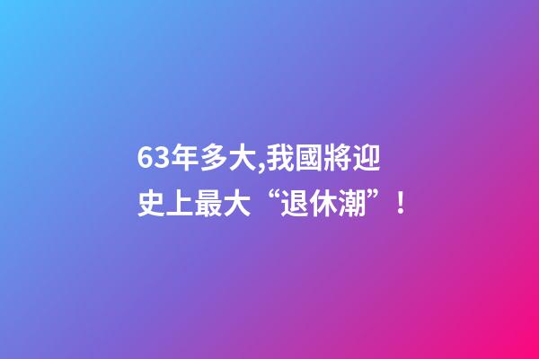 63年多大,我國將迎史上最大“退休潮”!-第1張-觀點-玄機派