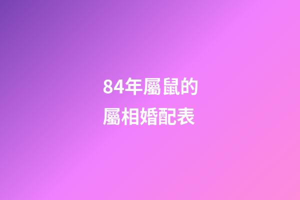 84年屬鼠的屬相婚配表（84年鼠和什么屬相最配）-第1張-星座運(yùn)勢(shì)-玄機(jī)派