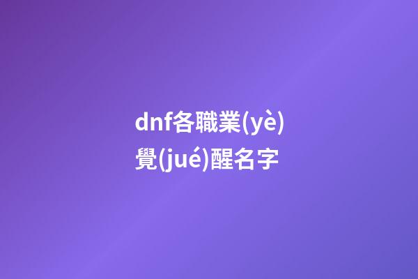 dnf各職業(yè)覺(jué)醒名字