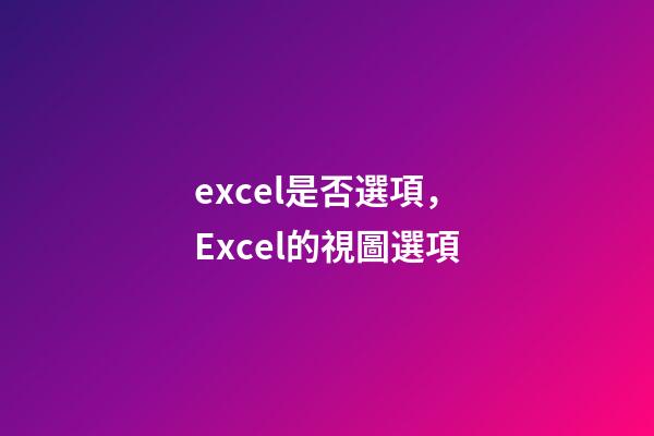 excel是否選項，Excel的視圖選項-第1張-觀點-玄機派