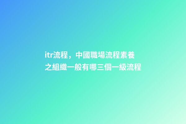 itr流程，中國職場流程素養之組織一般有哪三個一級流程(第0009篇)-第1張-觀點-玄機派