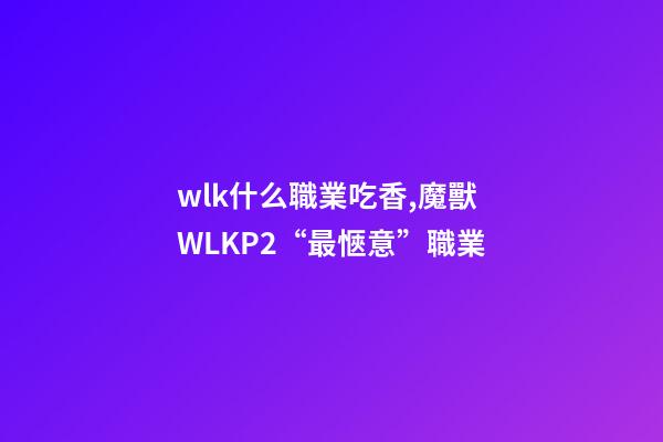 wlk什么職業吃香,魔獸WLKP2“最愜意”職業-第1張-觀點-玄機派