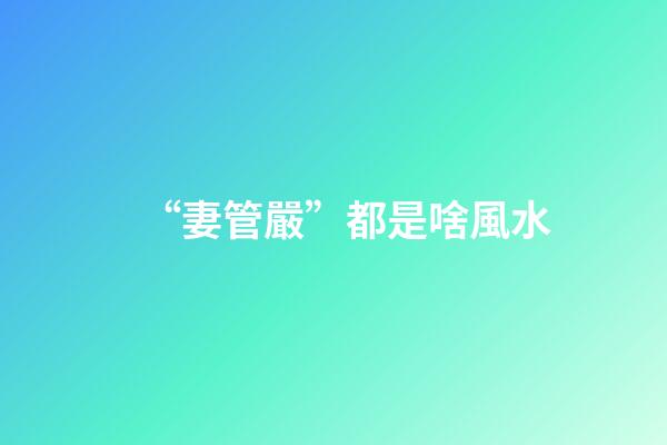“妻管嚴”都是啥風水