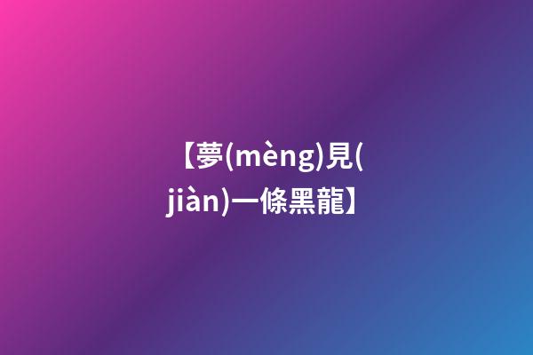 【夢(mèng)見(jiàn)一條黑龍】