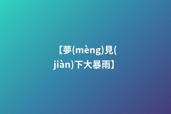 【夢(mèng)見(jiàn)下大暴雨】