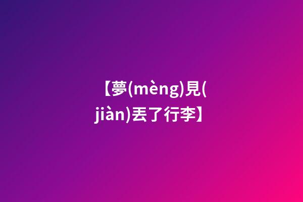 【夢(mèng)見(jiàn)丟了行李】