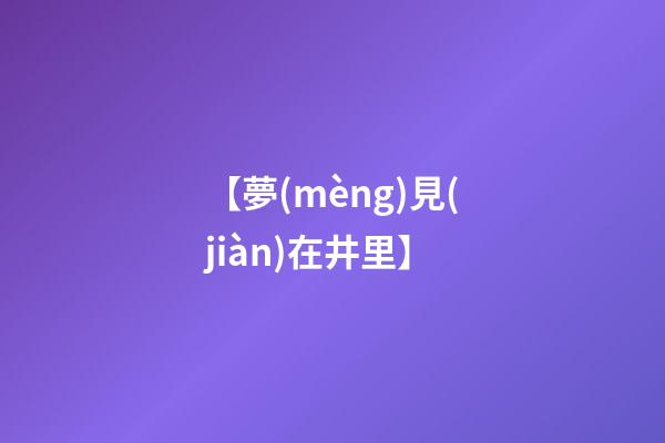 【夢(mèng)見(jiàn)在井里】