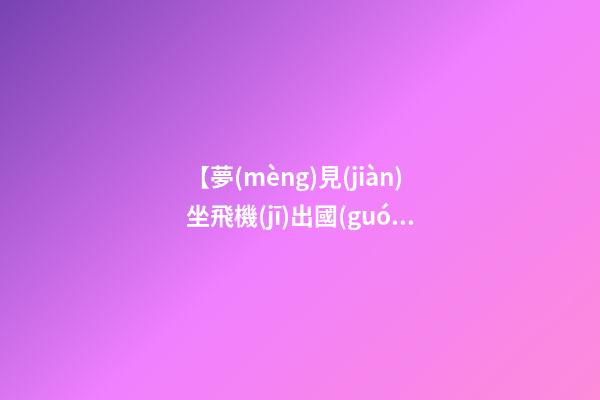 【夢(mèng)見(jiàn)坐飛機(jī)出國(guó)旅游】