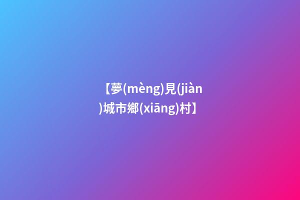 【夢(mèng)見(jiàn)城市鄉(xiāng)村】