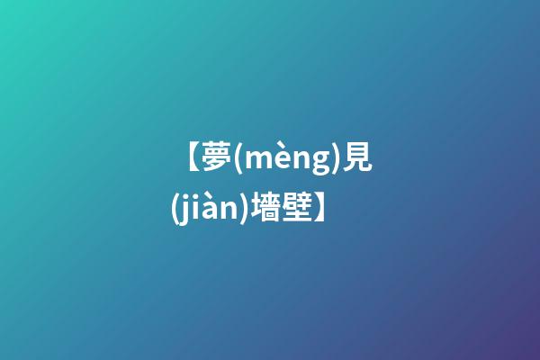 【夢(mèng)見(jiàn)墻壁】