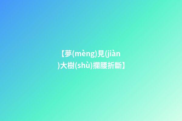 【夢(mèng)見(jiàn)大樹(shù)攔腰折斷】