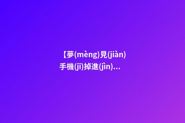 【夢(mèng)見(jiàn)手機(jī)掉進(jìn)廁所】