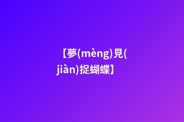 【夢(mèng)見(jiàn)捉蝴蝶】