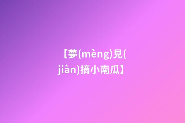 【夢(mèng)見(jiàn)摘小南瓜】
